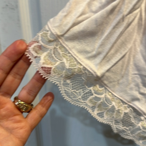 Eberjey Fanny Light Pink Metallic Gold Lace Inset Romper Teddy Pajamas S - Picture 7 of 8